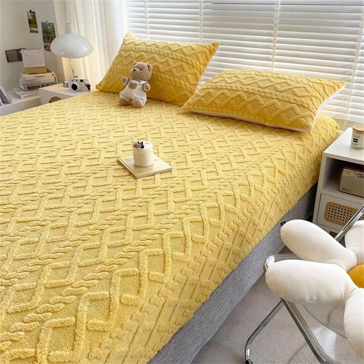 Ultra Soft Cotton Quilted 100% Waterproof Mattress Protector For Double Bed (Yellow)