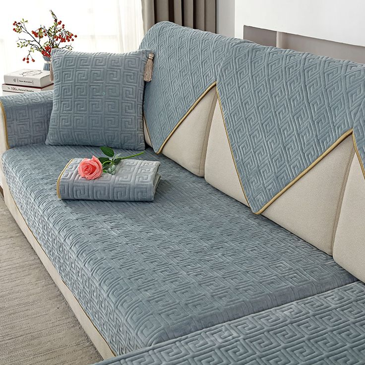 Couch Cover/Sofa Covers, Anti Slip Sofa Slipcover (Greyish Blue)