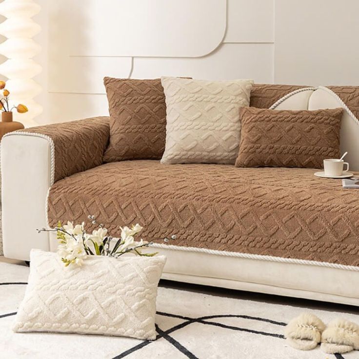 Couch Cover/Sofa Covers, Anti Slip Sofa Slipcover (Brown)